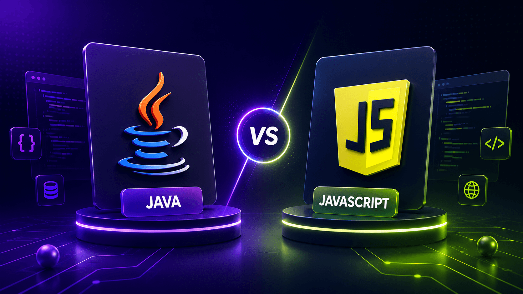 Illustration comparative entre Java et JavaScript mettant en avant les principales différences entre les deux langages de programmation.